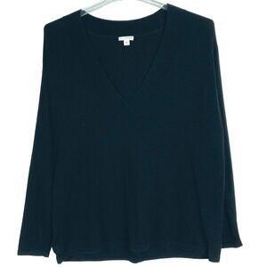 J. Jill Pure Jill Deep V-neck Pullover in Black, Small, Cotton/Cashmere